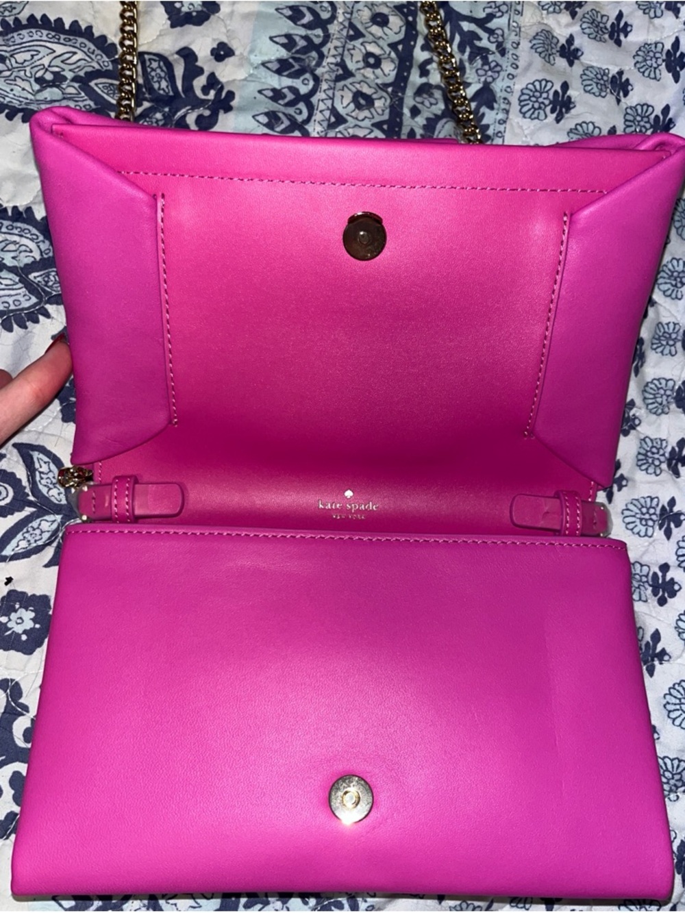 kate spade fuchsia pink bow ruched leather chain cross body bag - Picture 3 of 4